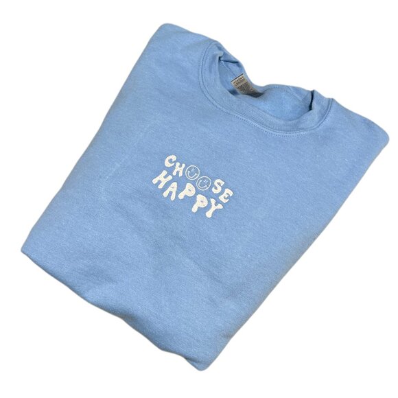 Chose Happy Positive Design Embroidered Sweatshirt - Picture 2 of 2